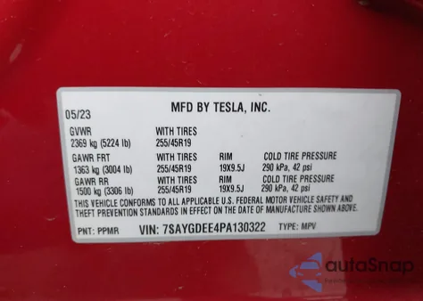 2023 Tesla Model Y Awd/Long Range Dual Motor All-Wheel Drive из США, поврежденный, VIN 7SAYGDEE4PA130322